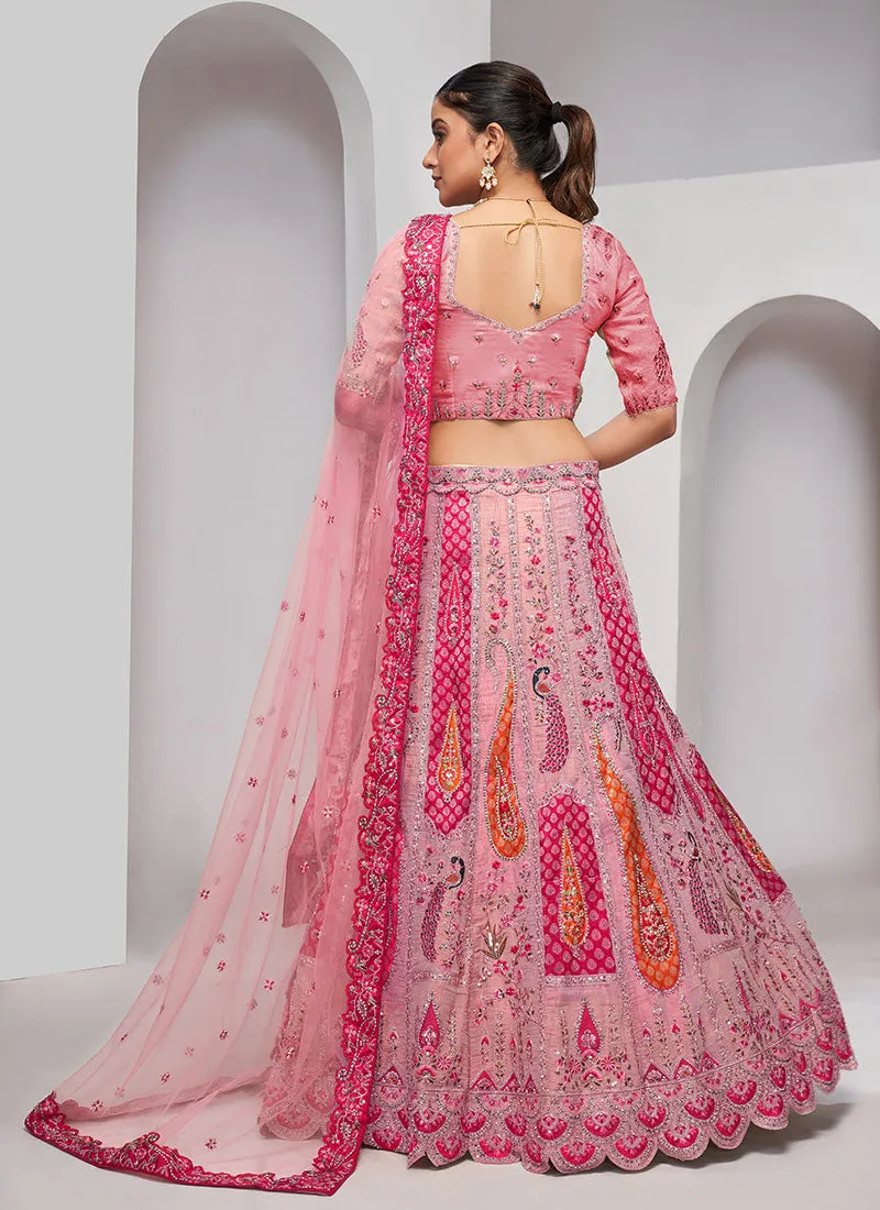 Rani Pink Multi Embroidery Designer Wedding Lehenga Choli