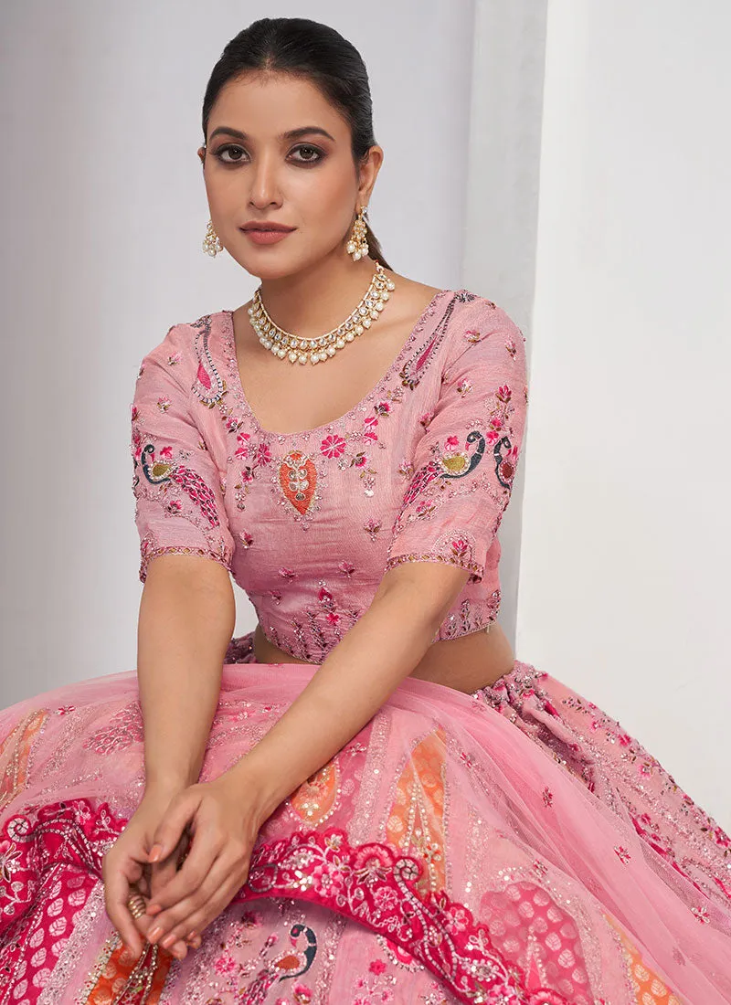 Rani Pink Multi Embroidery Designer Wedding Lehenga Choli