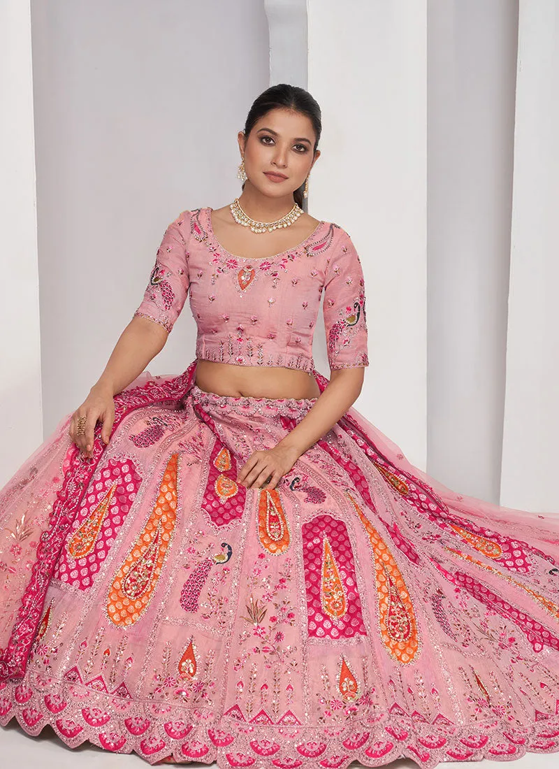 Rani Pink Multi Embroidery Designer Wedding Lehenga Choli