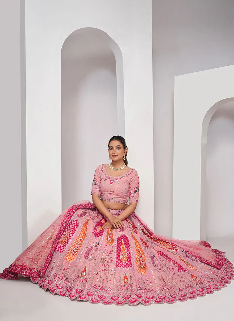 Rani Pink Multi Embroidery Designer Wedding Lehenga Choli