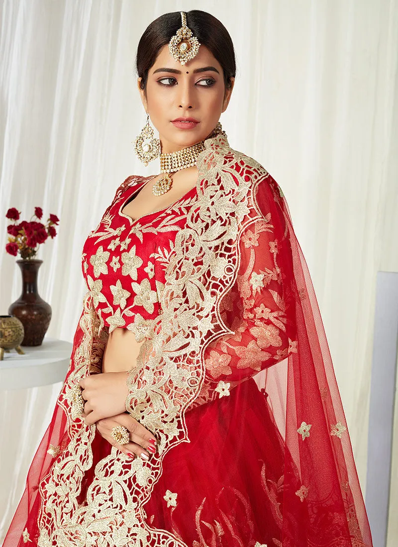 Red Golden Embroidered Lehenga Choli