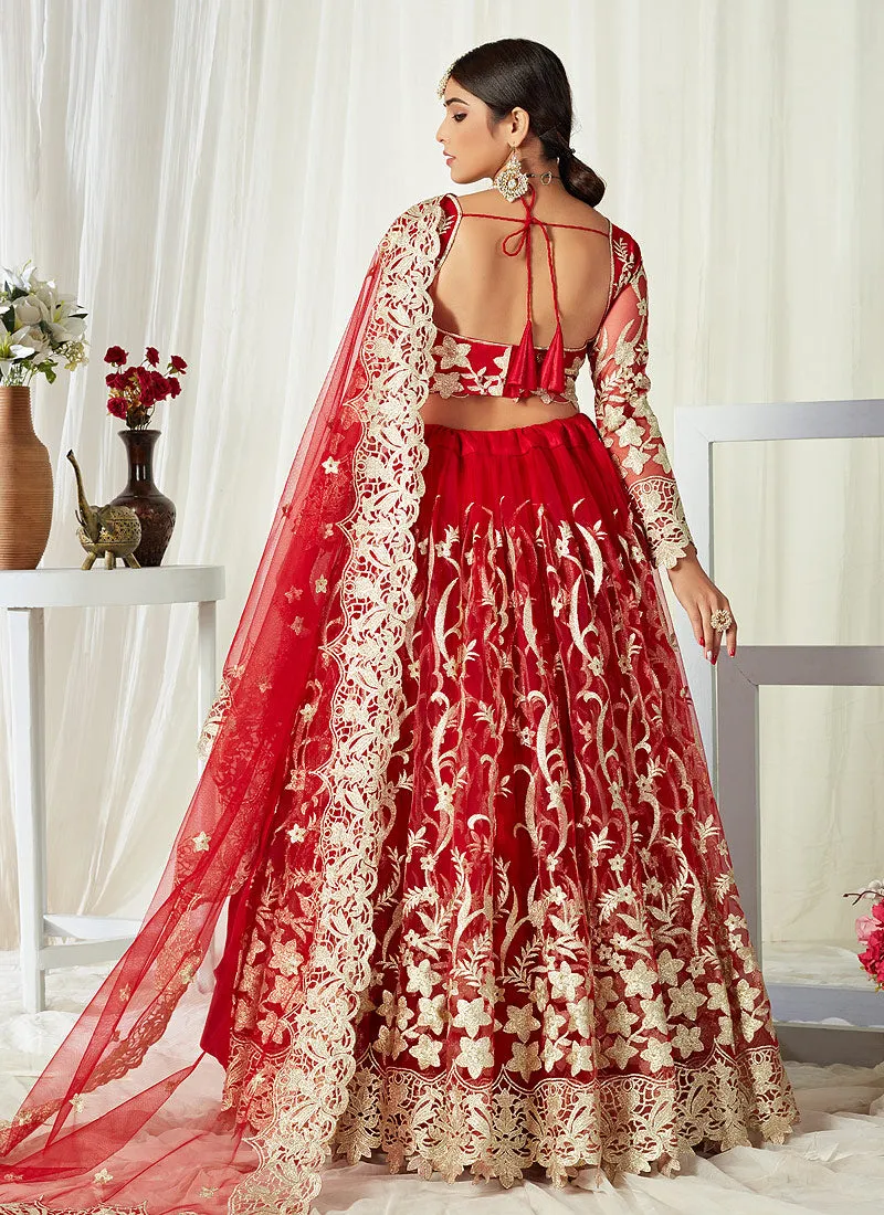 Red Golden Embroidered Lehenga Choli
