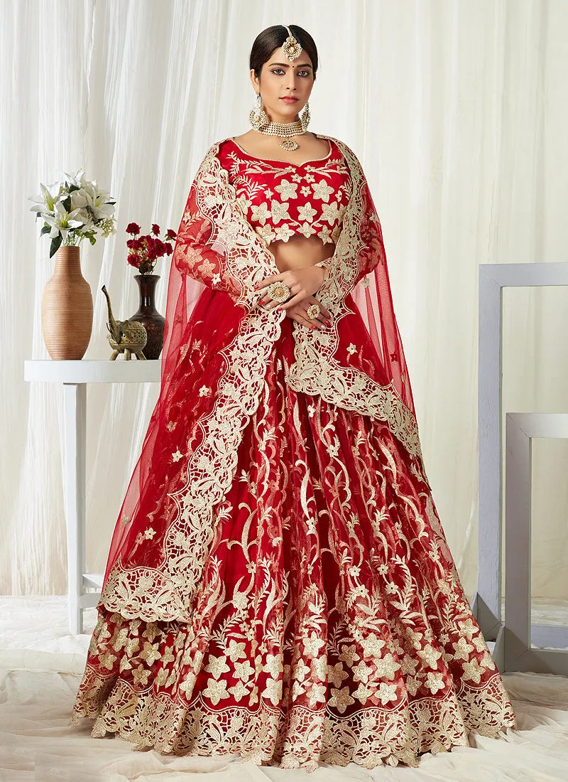 Red Golden Embroidered Lehenga Choli