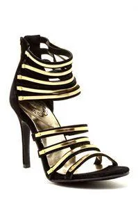 REGAL Strappy Black and Gold High Heel Shoe