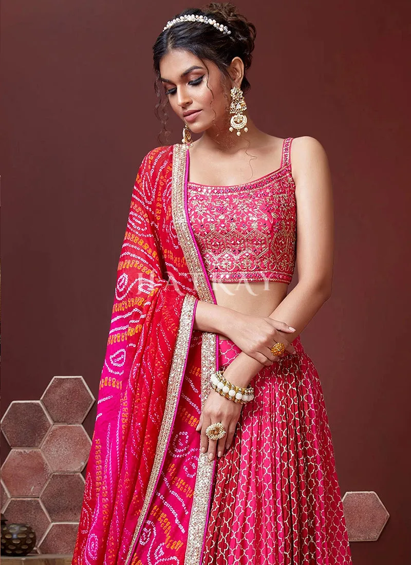 Rich Pink Embroidered Traditional Wedding Lehenga Choli