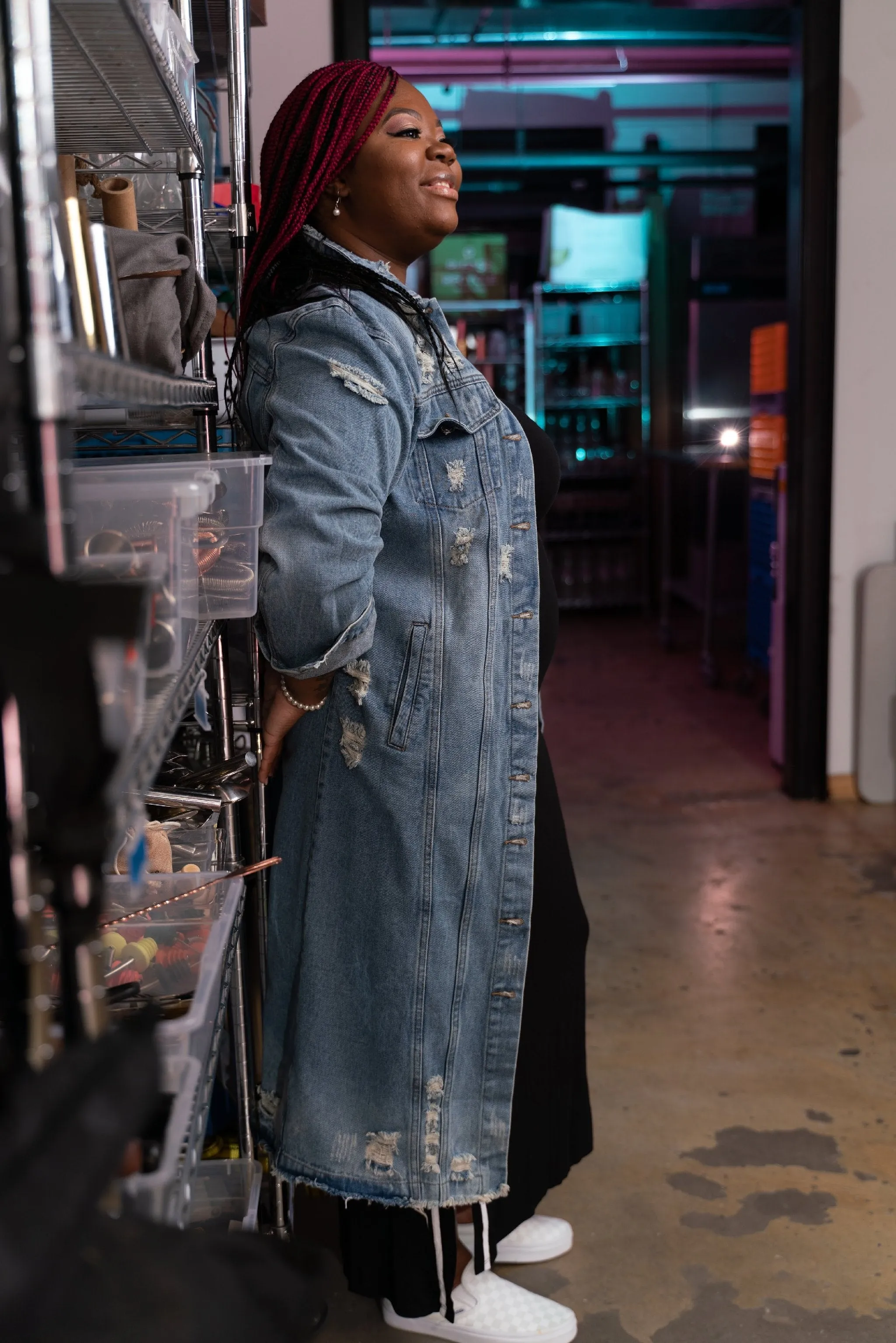 Ripped Long Denim Jacket