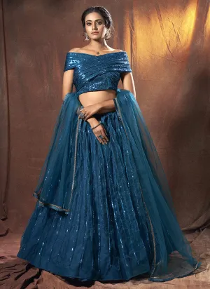 Royal Blue Sequence Embroidered Lehenga Choli