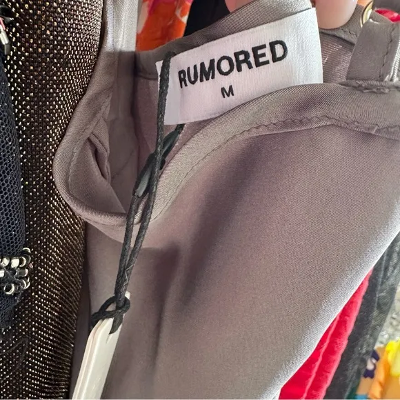 Rumored Simple Minimalistic Midi 90's Satin Slip Dress in Gunmetal Grey Medium