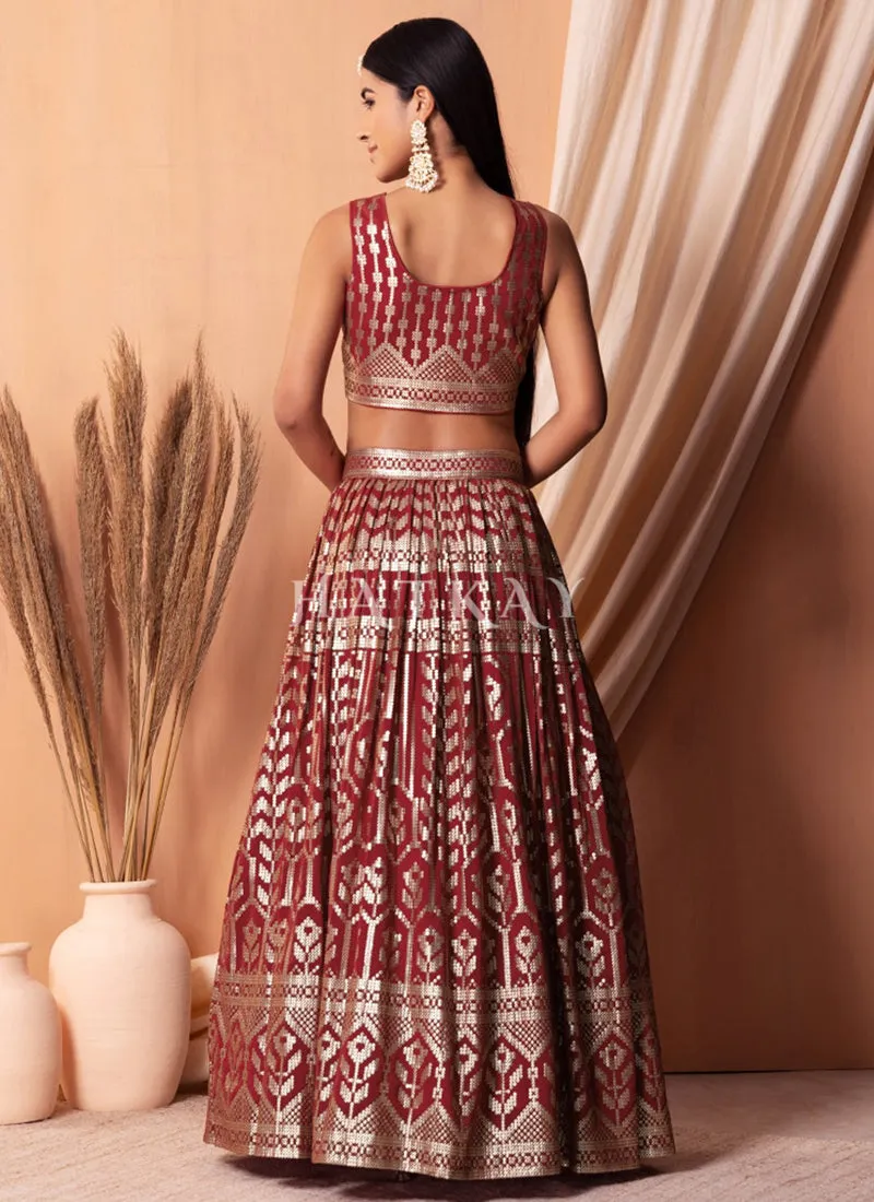 Rustic Red Sequins Embroidery Lehenga Choli