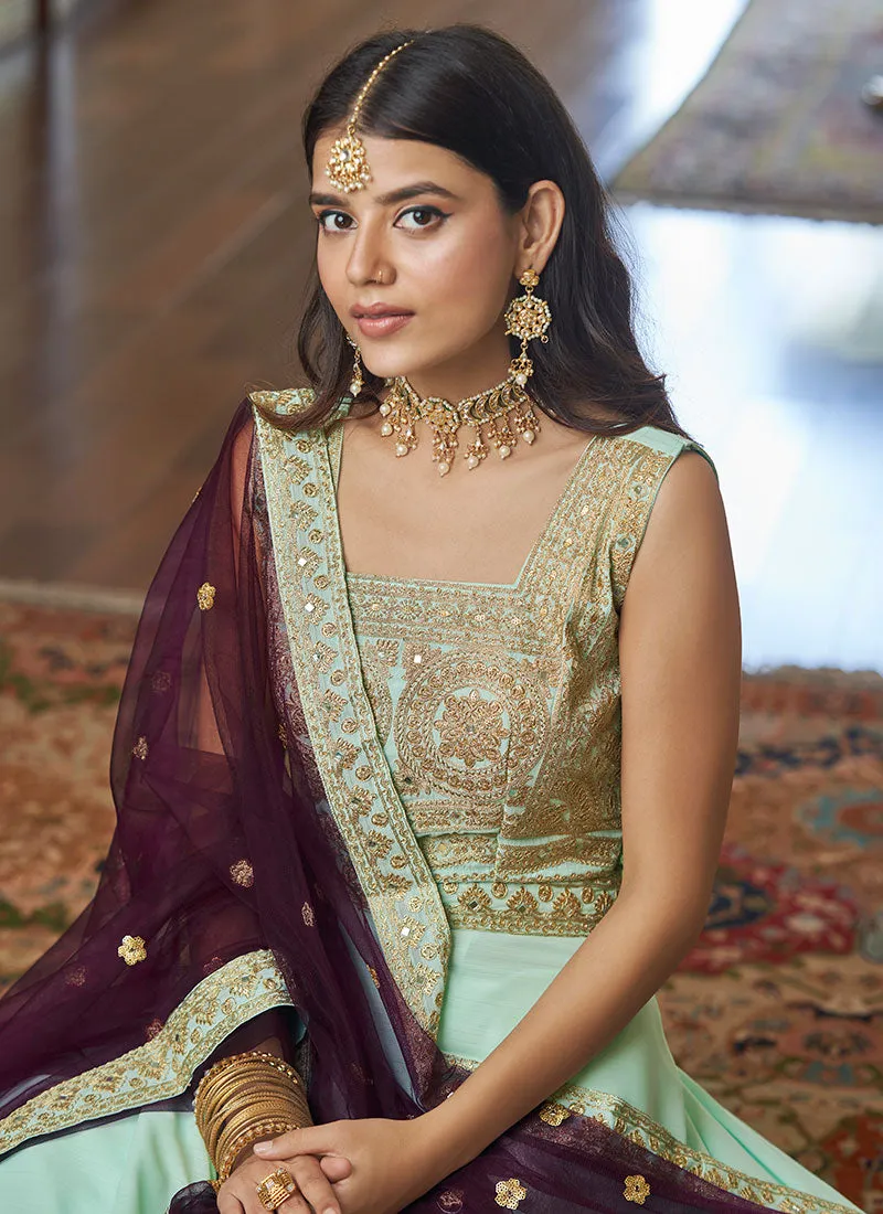Sea Green Multi Embroidered Designer Lehenga Choli