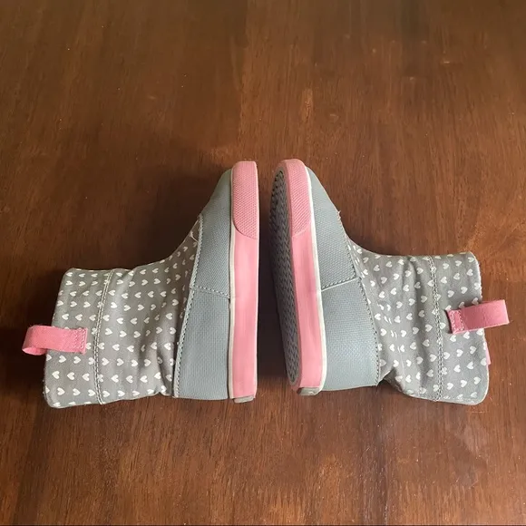 See Kai Run Basics Ripley Boots Grey,Pink &amp; White Hearts Size 7