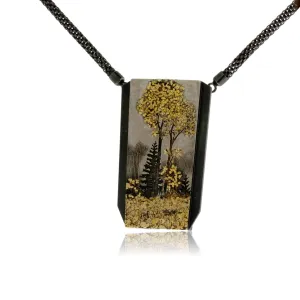 Silver, 18K Gold, & Nugget Gold Trees in the Moon Pendant