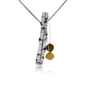 Silver Carved Aspen with Gold Leaf Adorn Pendant