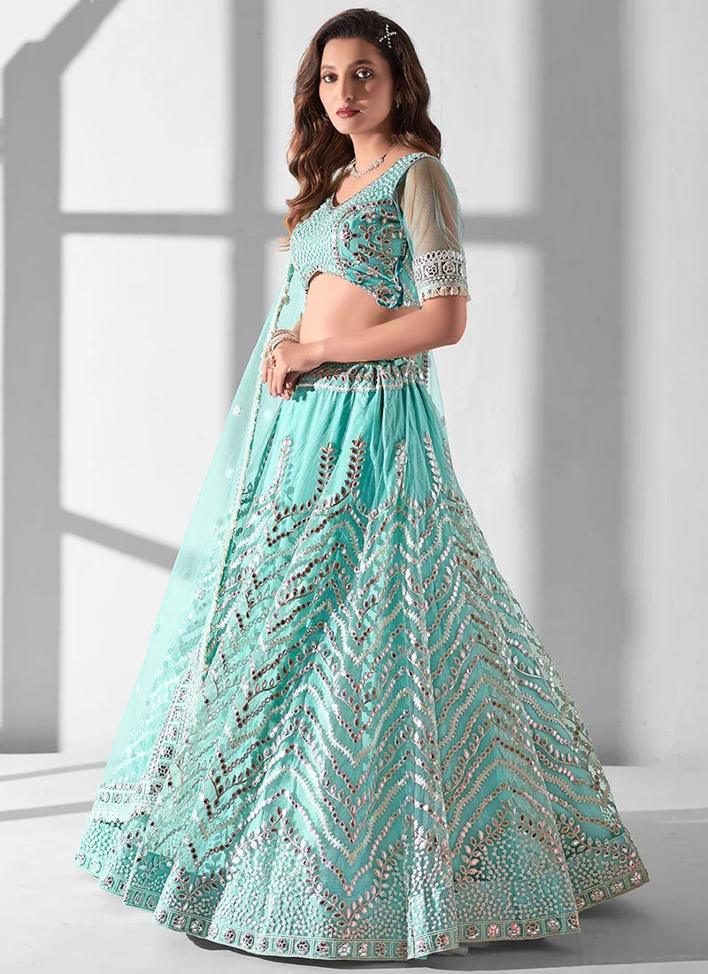 Sky Blue Embroidery Designer Lehenga Choli With Dupatta