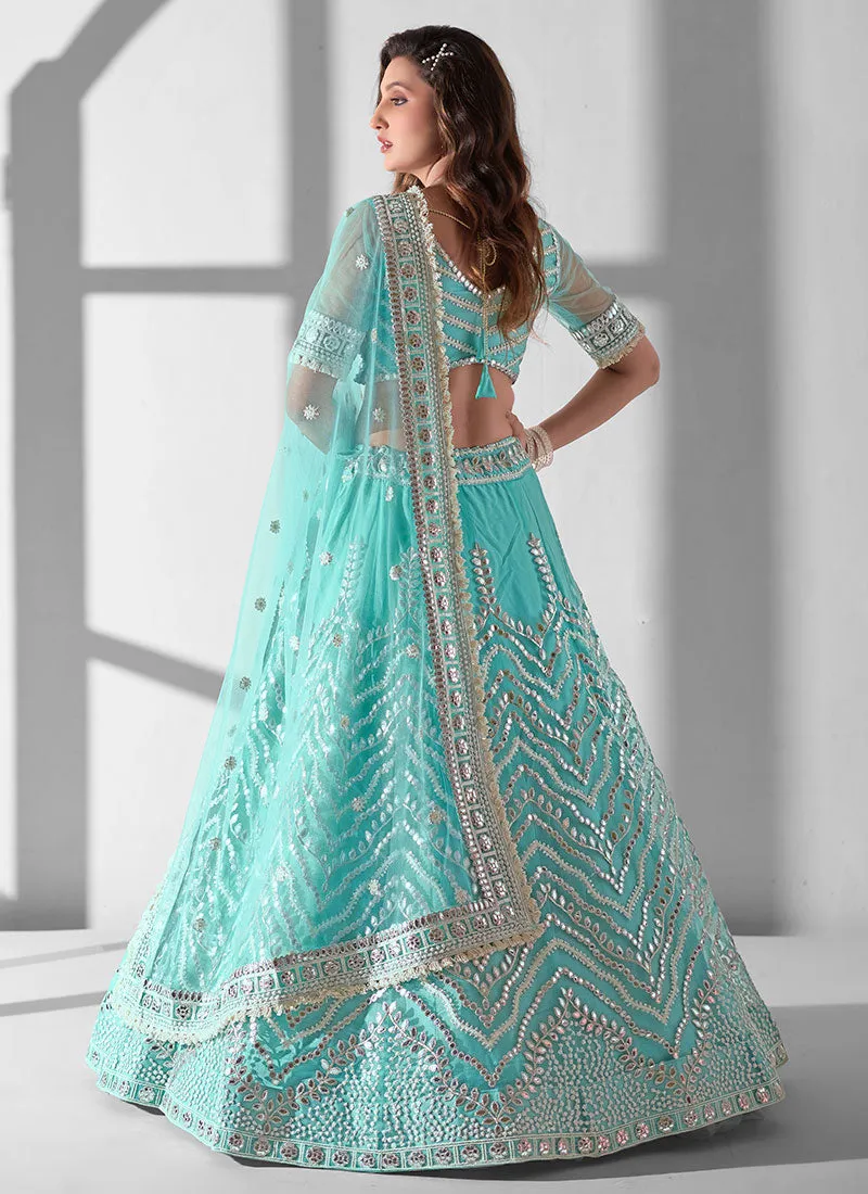 Sky Blue Embroidery Designer Lehenga Choli With Dupatta