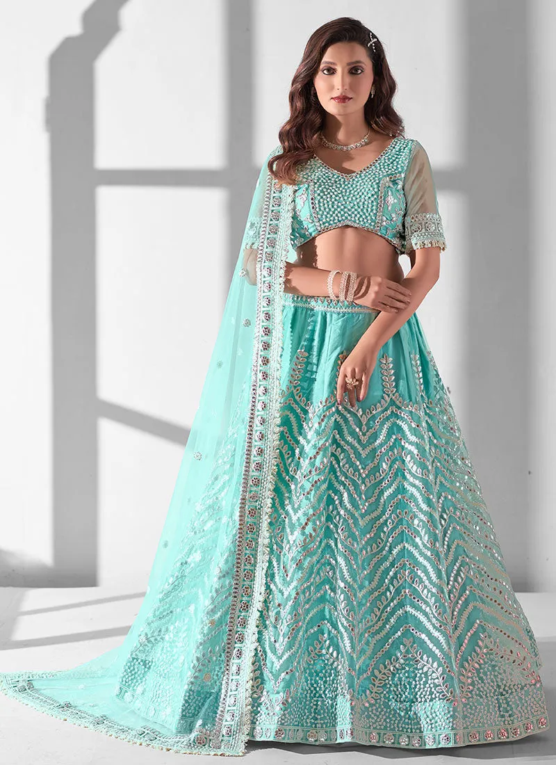 Sky Blue Embroidery Designer Lehenga Choli With Dupatta