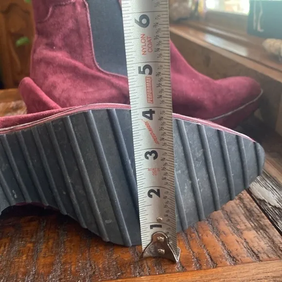 Stephane Kelian Paris burgundy wine suede booties