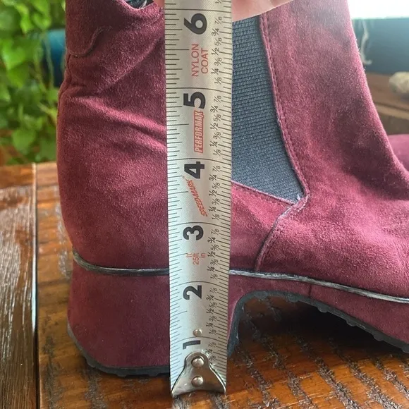 Stephane Kelian Paris burgundy wine suede booties