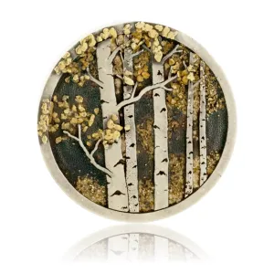 Sterling Silver & Gold Nugget Aspen Tree in Frame Ring