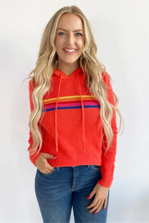 Stripe Waffle Knit Hooded Sweater