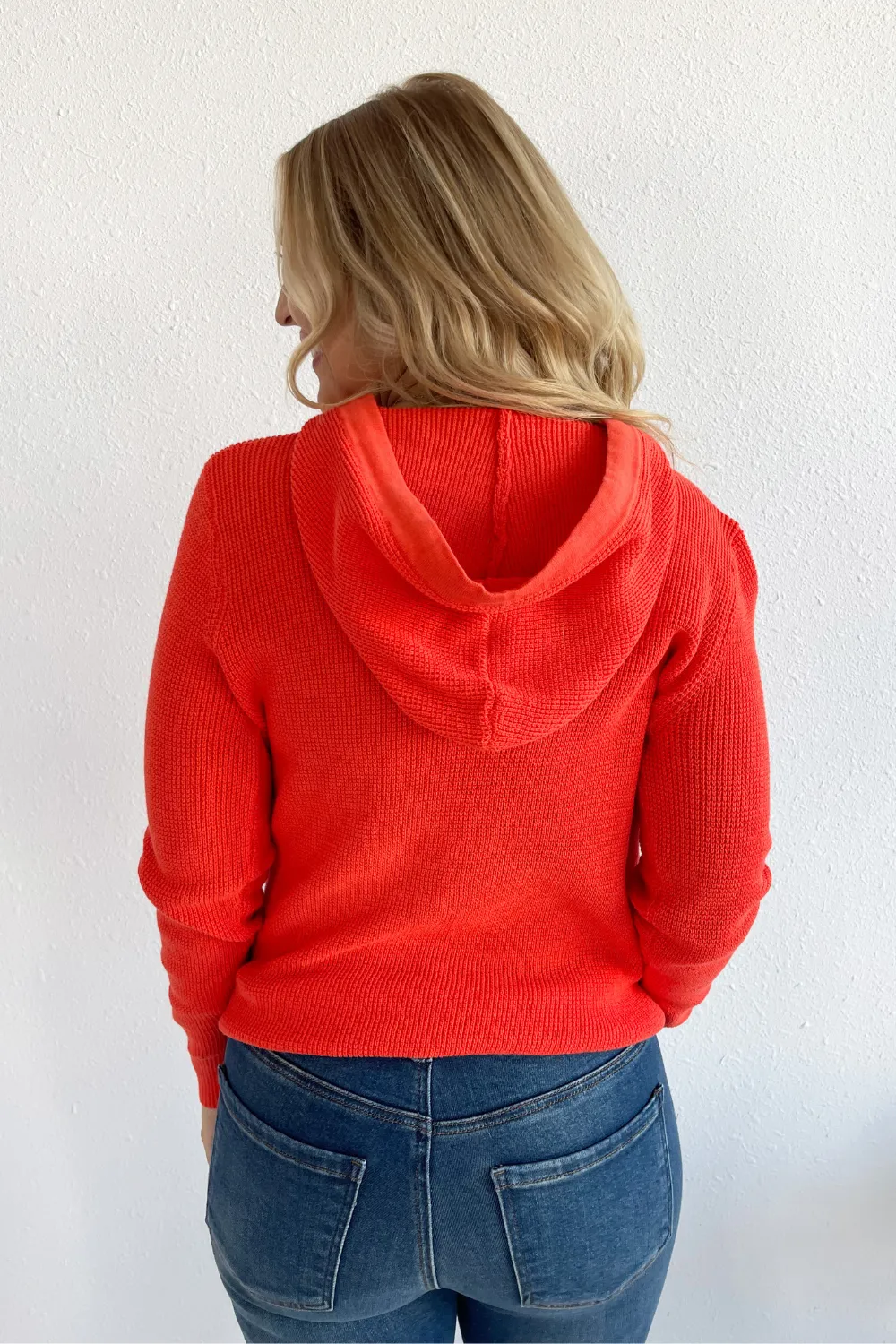 Stripe Waffle Knit Hooded Sweater