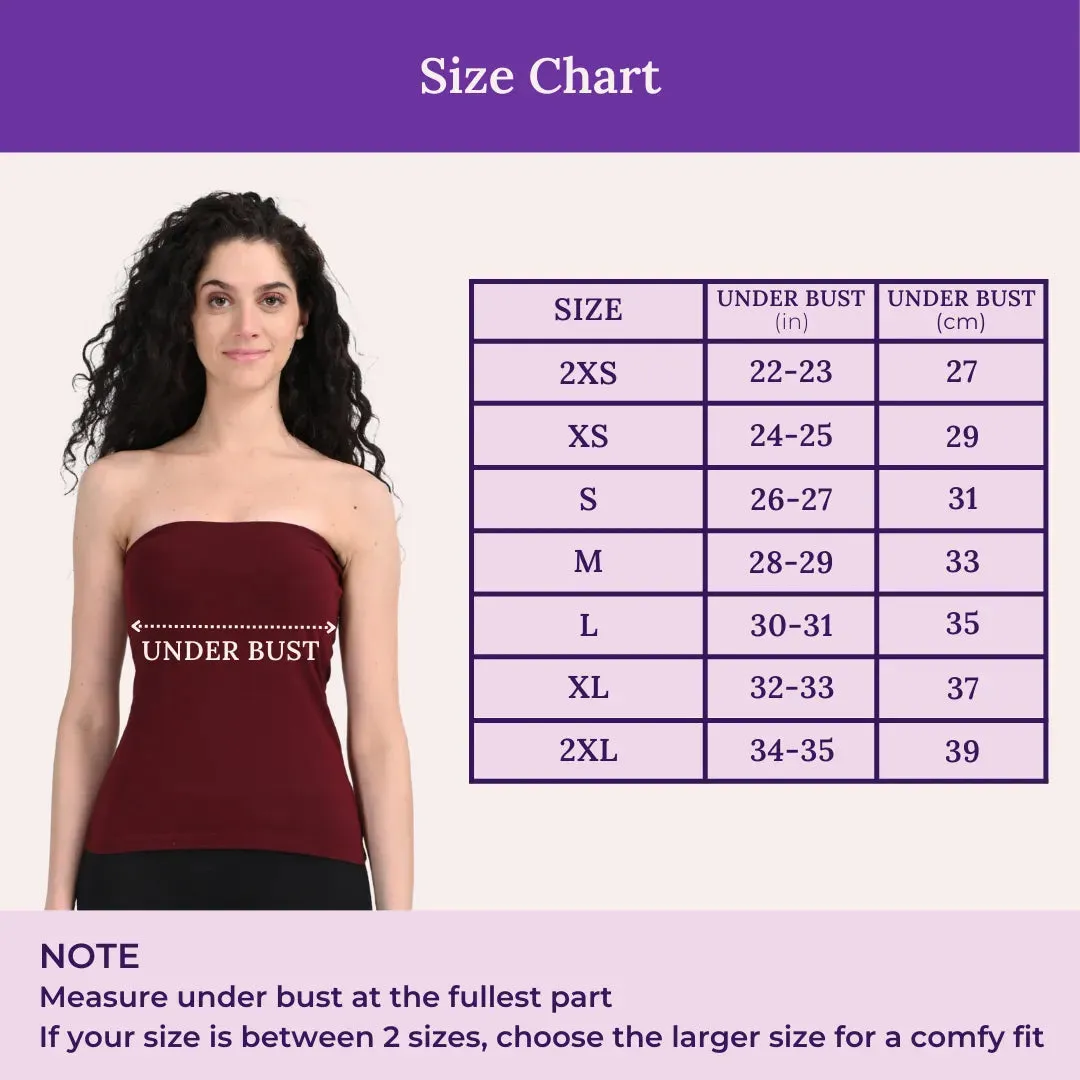 Tube Tank For Women | Off-Shoulder Design | Built-In Tube Bra | Anti-Slip Silicone Elastic | Body-Hugging Fit | Full Coverage | Soft Cotton Blend | Pack Of 2