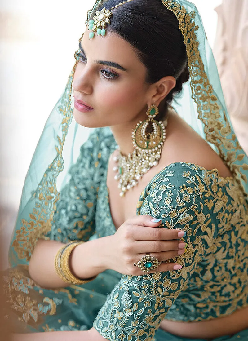 Turquoise Designer Indian Wedding Lehenga Choli