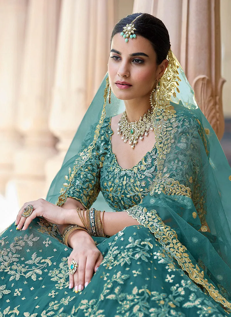 Turquoise Designer Indian Wedding Lehenga Choli