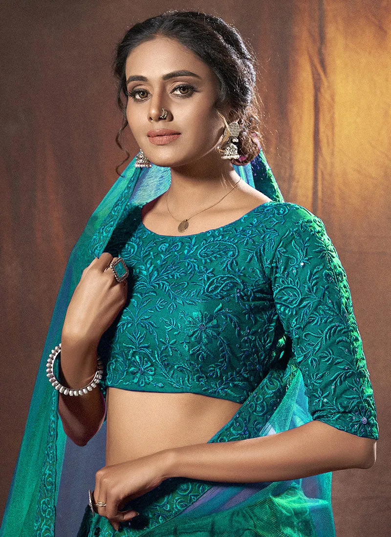 Turquoise Embroidered Lehenga Choli
