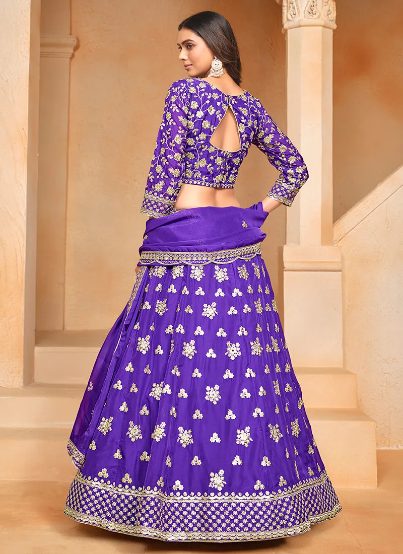 Violet Sequence Embroidery Wedding Lehenga Choli