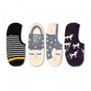 Xhilaration Women's 3 Pair Pack Owl And Unicorn Liner Socks