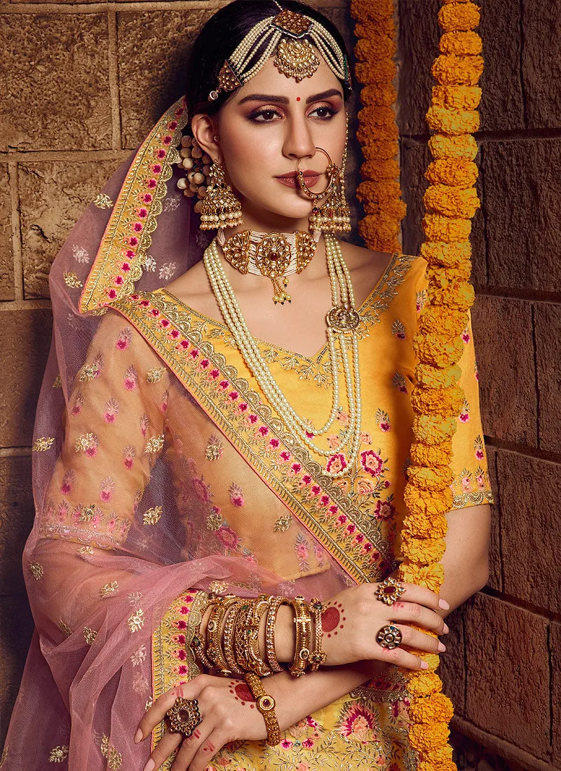 Yellow And Pink Wedding Lehenga Choli