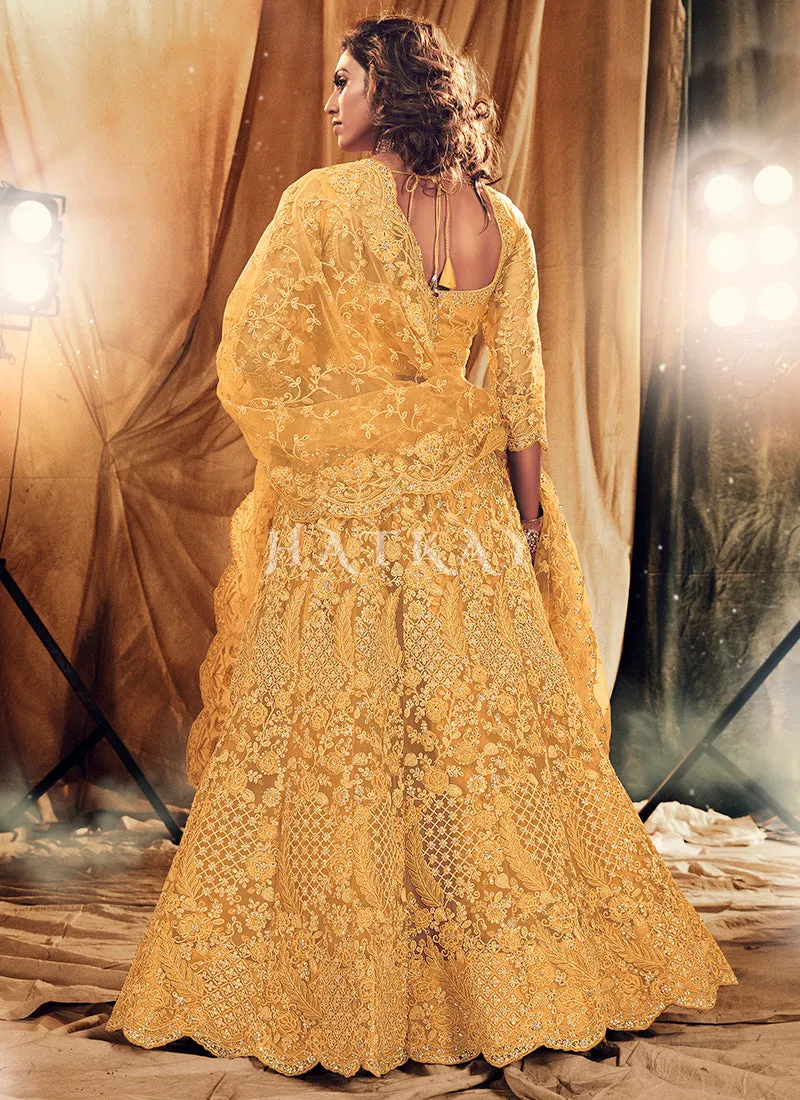 Yellow Designer Embroidery Wedding Lehenga Choli