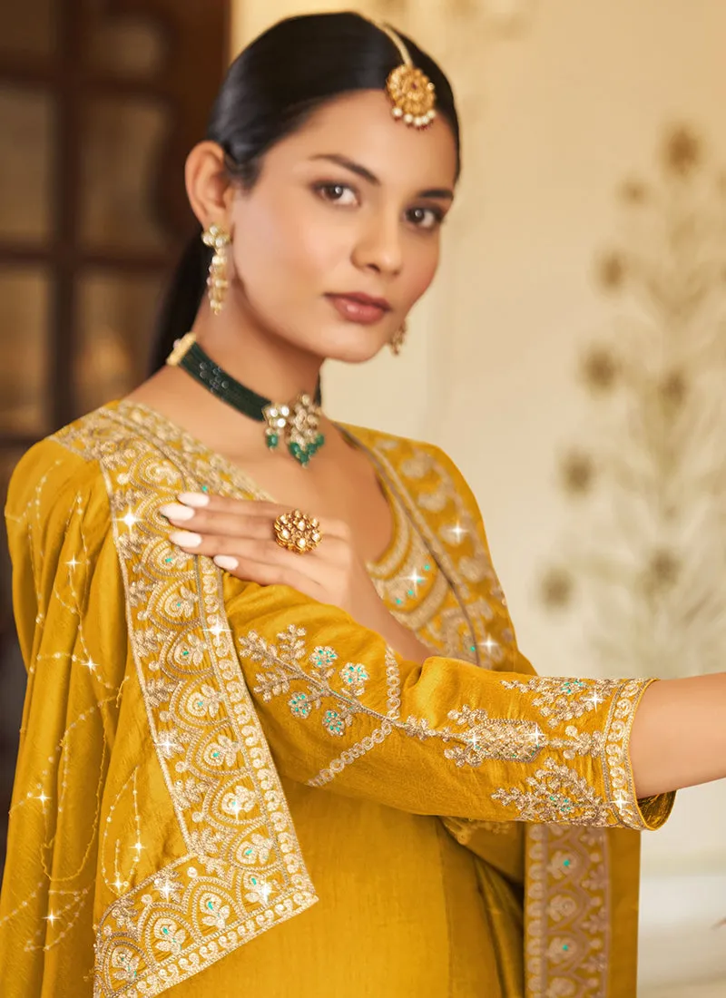 Yellow Embroidery Designer Salwar Suit