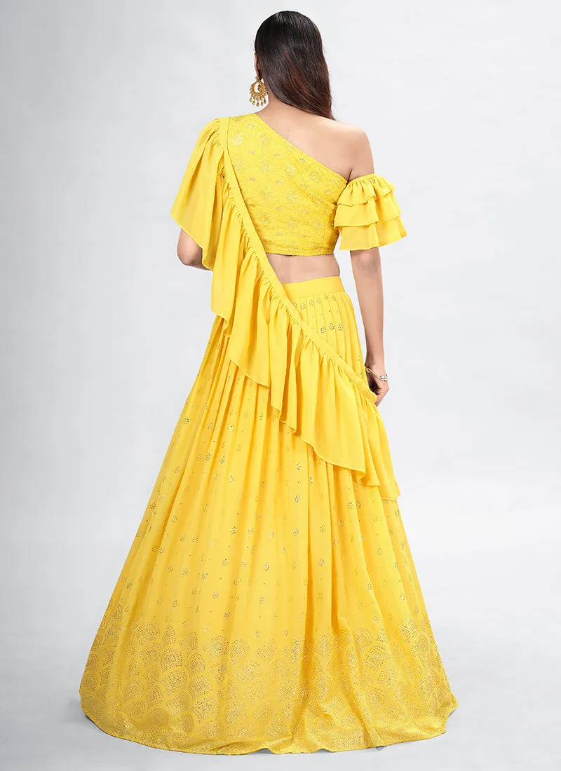 Yellow Embroidery Festive Lehenga Choli
