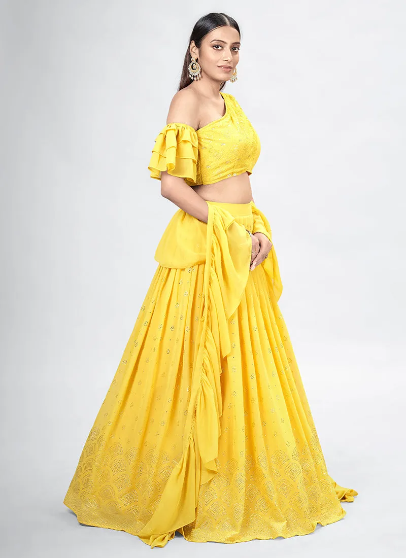 Yellow Embroidery Festive Lehenga Choli