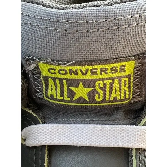 Youth Grey &amp; Green Converse Allstars— 12